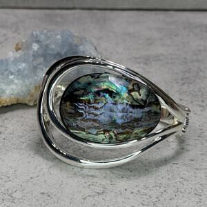 RLM SoHo Faux Abalone Modern Silvertone Clamper metalwork large